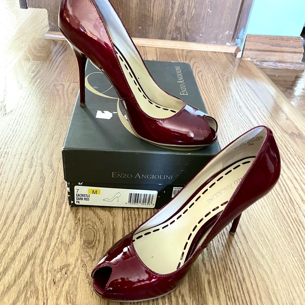 Elegant Enzo Angiolini cristle dark red pump